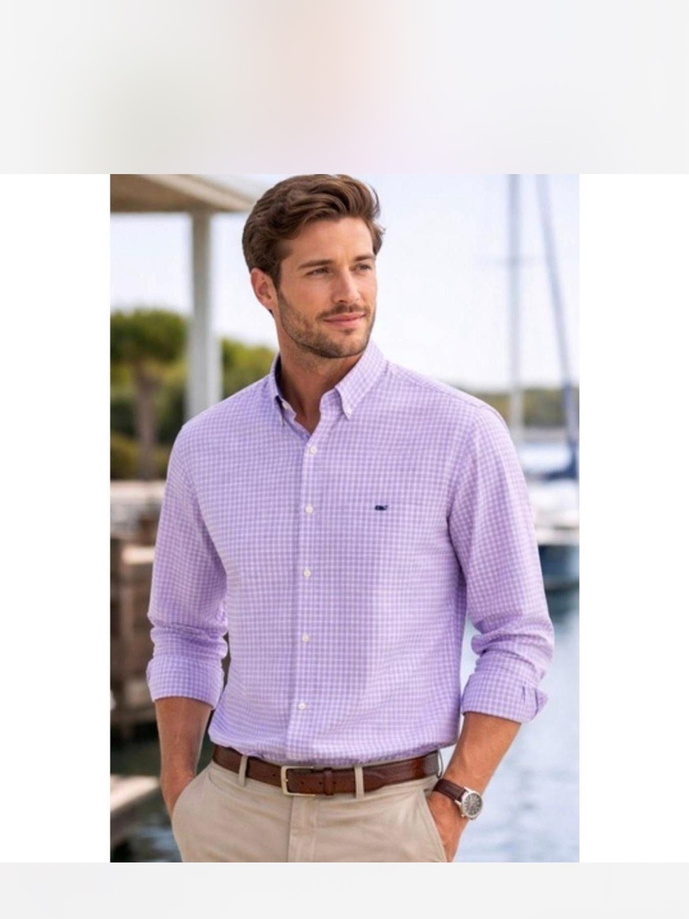 Vineyard Vines Light Purple Gingham Button-Down Shirt